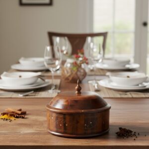 Pure Brass Handicraft Wooden Hotpot | Shaakhzan