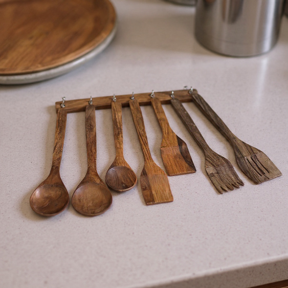 Handcrafted 7-Piece Kekar Wood Spoon Set – Premium Wooden Kitchen Utensils