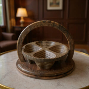 Wooden Foldable Dry Fruit Basket – 4 Compartments | Rustic & Functional Decor